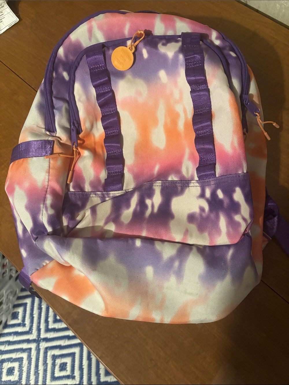 Amazon Kids Tie-Dye Purple and Orange School Backpack